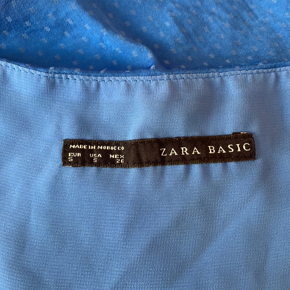 Zara Basic Blue Polka Dot Crossover Wrap Dress - image 6